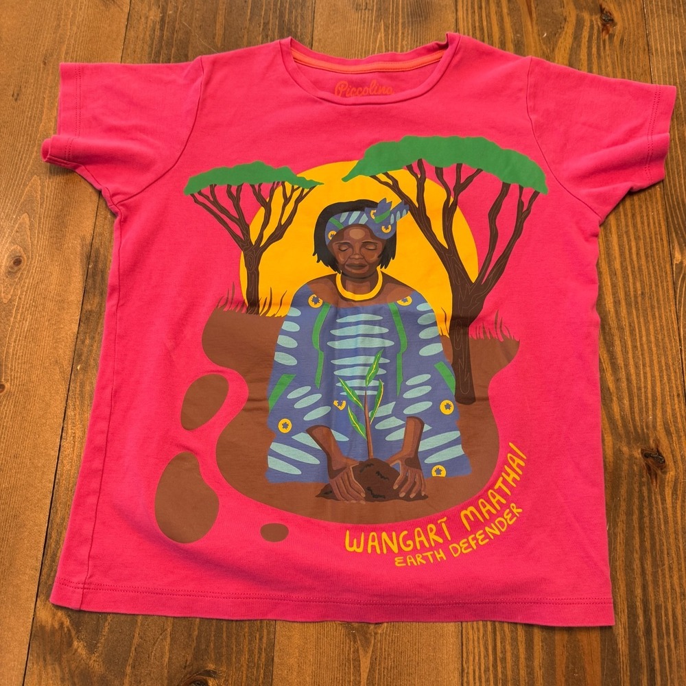 Piccolina Wangari Maathai Girls Pink Short Sleeve Shirt Sz 10 Trailblazer Series